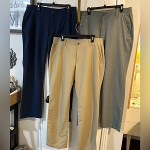 3 men Under Armour pants zip up 36 x 32 khaki tan navy blue gray 36 waist slacks